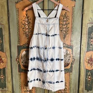 Gap Kids girls adjustable denim tie dye overall jumper dress